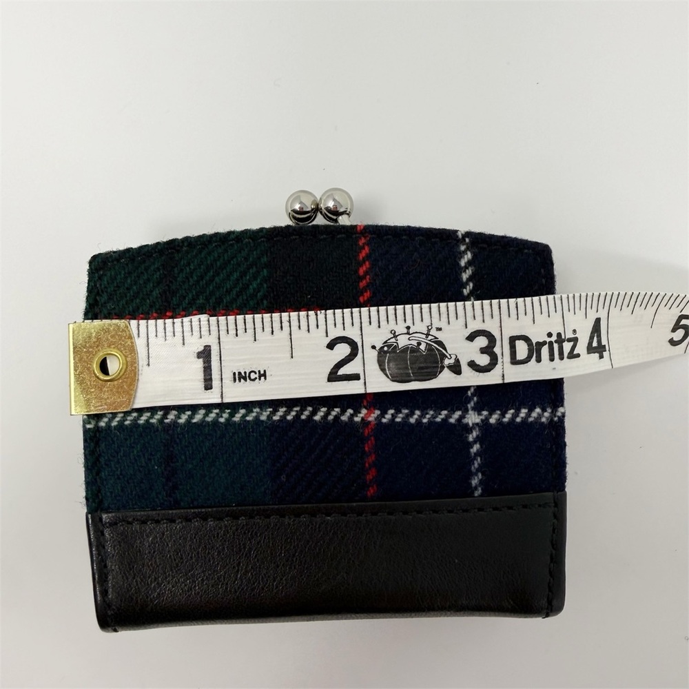 Vintage Coach Plaid Coin Purse Wallet Kisslock Leather Trim Tartan Wool Small - Picture 10 of 12